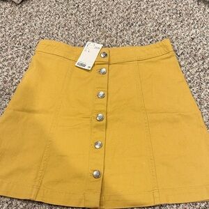 H&M Mustard Yellow Button-Front Mini Skirt